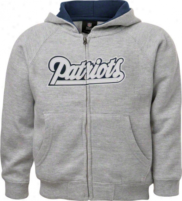 New England Patriots Kids (4-7) Grey Sportsman Full-zjp Fleece Hooded Sweatshirt