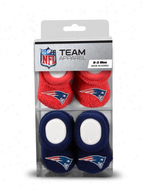 New England Patriots Newborn 0-3 Months Navy And Red Nfl Booties 2 Pack