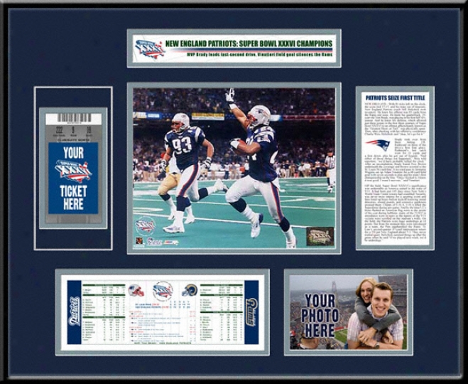 New England Patriots Supr Bowl Xxxvi Cham;ions Ticket Frame