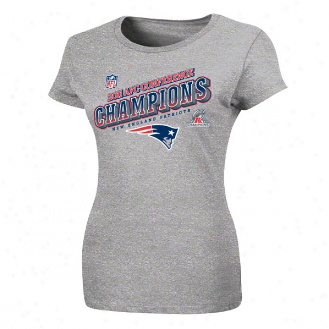 New England Patriots Women's Heathered Grey 2011 Afc Conference Champs Locker Room T-shirt