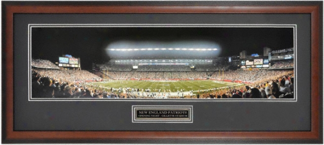 New England Pats - Aperture Night At Gillette Stadium - Framed Unsigned Panoramic Photograph