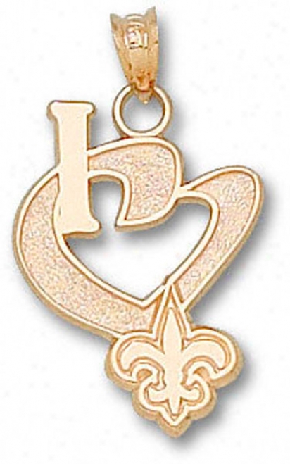 New Orleans Saints 10 Gold ''i Heart'' Logo 3/4'' Pendant