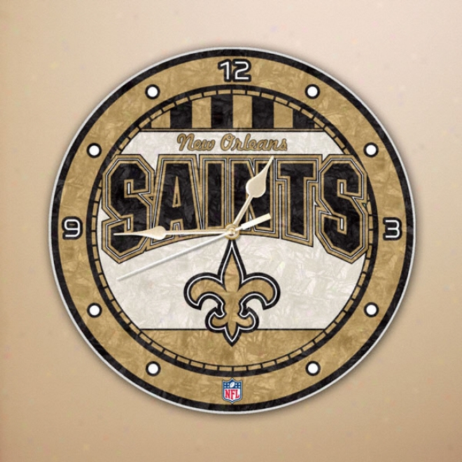 New Orleans Saints 12in Glass Wall Clock