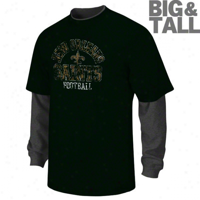 New Orleans Saints Big & Tall Read & React Long Sleeve 2-fer Shirt