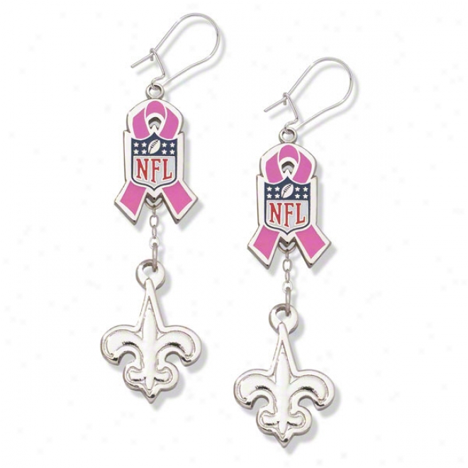 New Orleans Saints Breast Cancer Awarenesss Earrings