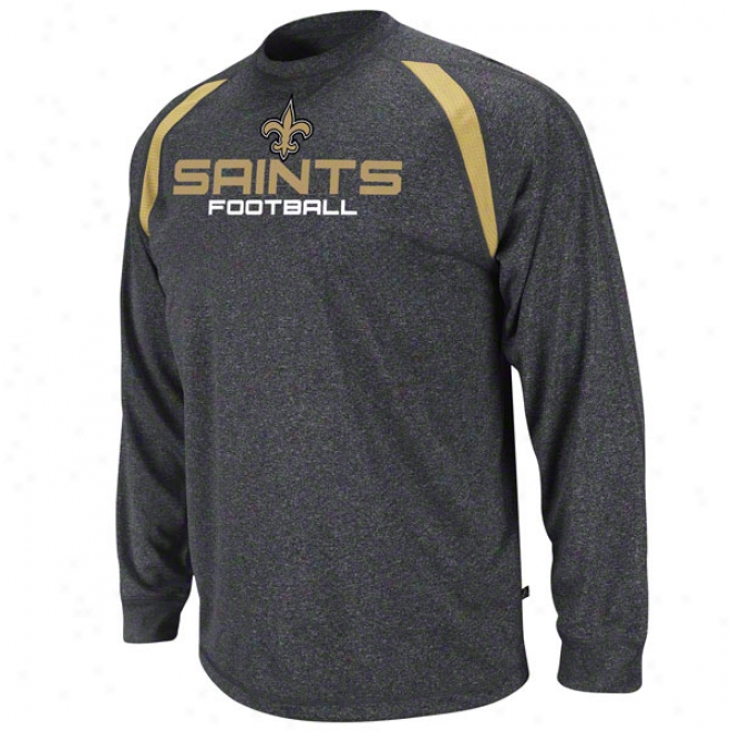 New Orleans Saints Charcoal Fanfare Iv Long Sleeve Performance Shirt