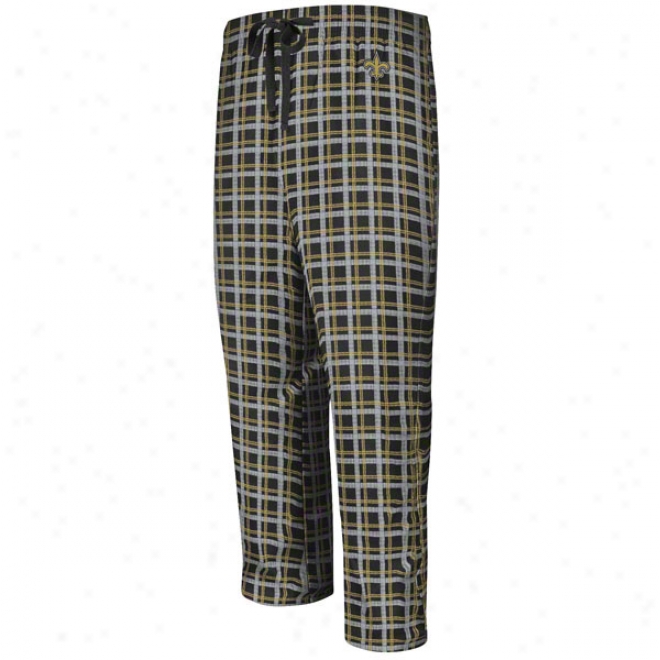 New Orleans Saints Crosdbar Black Flannel Sleep Pants