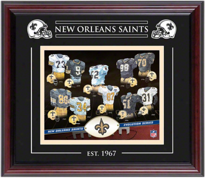 New Orleans Saints - Evolutuon - Framed 8x10 Collage With Laser Etching