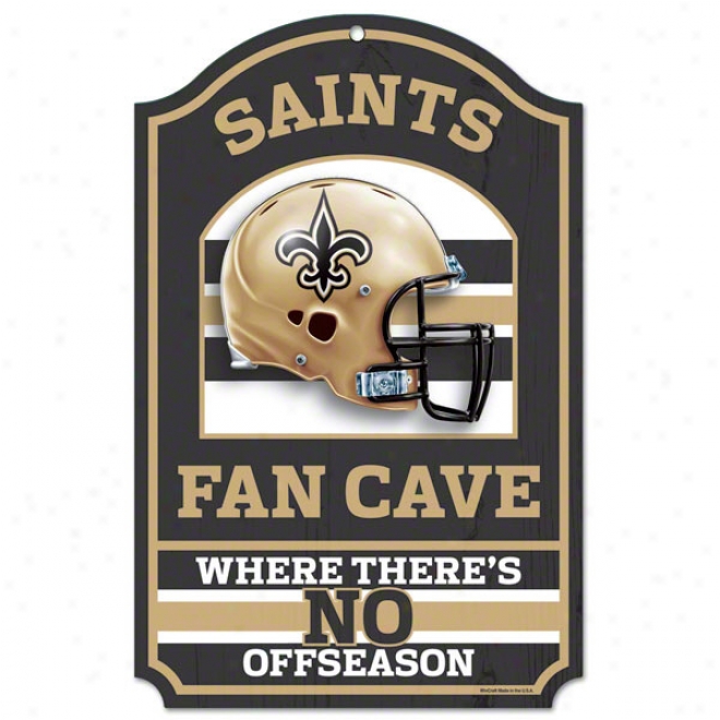 New Orleans Saints Fan Cave 11x17 Wood Sign