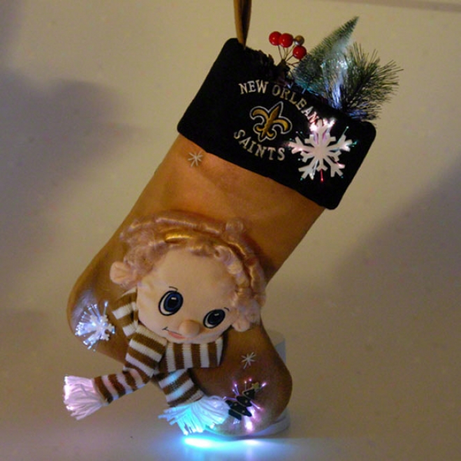 Repaired Orleans Saints Fiber Optic Mascot Stocking