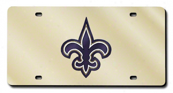 New Orleans Saints Gold Licnse Plate Laser Tag