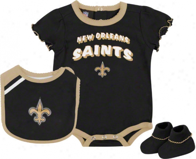 New Orleans Saints Infant Ceeper, Bib, And Bootie Set