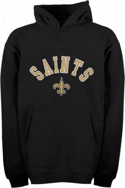 New Orleans Saints Kid's 4-7 Black Arched Team Name W/logo Hooded Sweatshirt