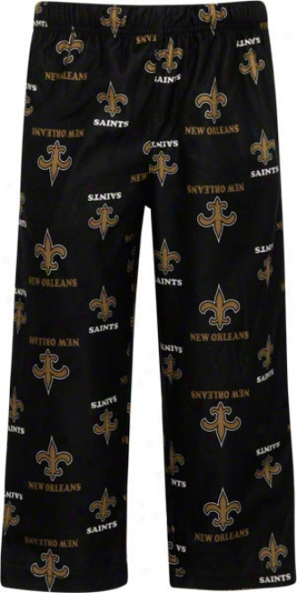 New Orleans Saints Kid's 4-7 Black Printed Logo Sleep Pants