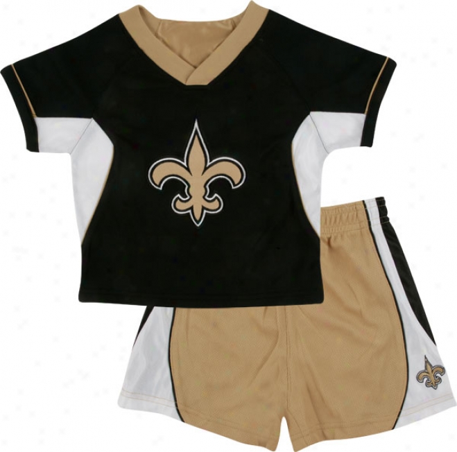 New Orleans Saints Kid's 4-7 Raglan Cre wShirt And Shorts Combo Pack