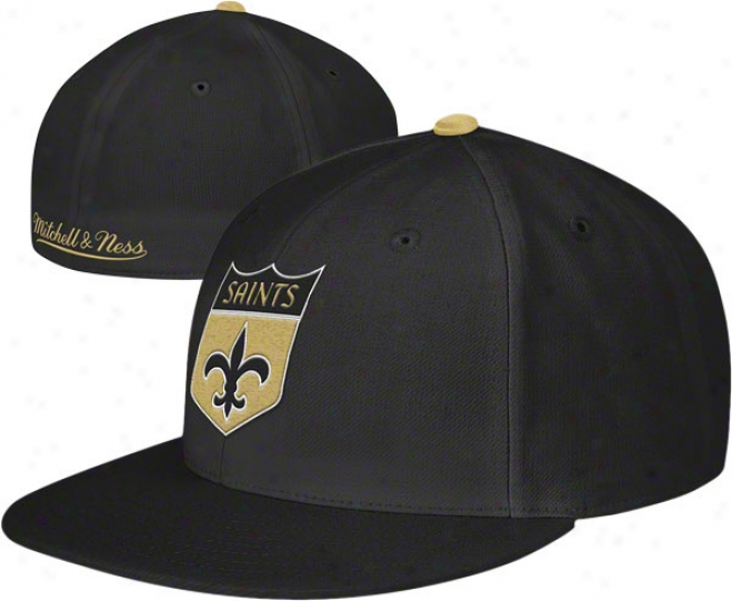 New Orleans Saints Mitchell & Ness Alternate Throwback Logo Fitted Hat