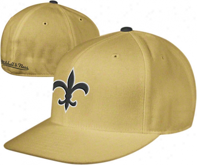New Orleans Saints Micthell & Ness Throwback Basic Logo Fitted Hat
