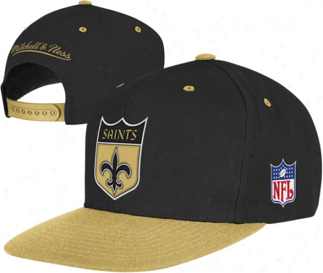 New Orleans Saints Mtchell & Neess Throwbacm Standard 2 Tone Adjustable Snapback Hat