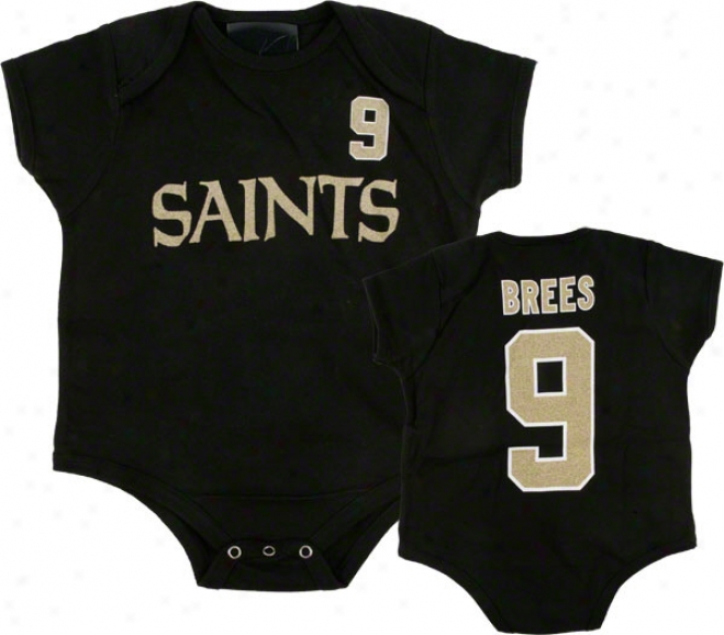 New Orleans Saint Newborn Black Reebok Dreew Brees Name & Reckon Creeper