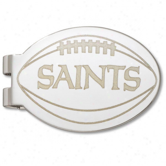 New Orleans Saints Silver Plated Laser Engraved Money Clip