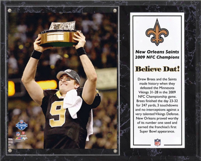 New Orleans Saints Sublimated 12x15 Brooch  Details: 2009 Nfc Champions