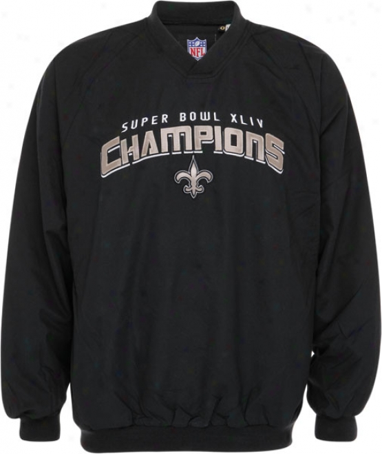 New Orleans Saints Super Hollow Xliv Campions Black Sideline Pullover