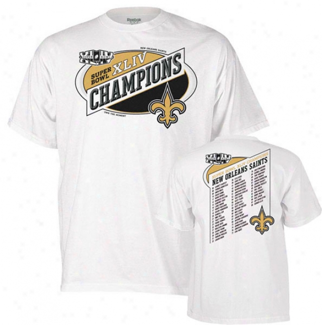 New Orleans Saints Super Bowl Xliv Champions Reebok Official Roster T-shirt