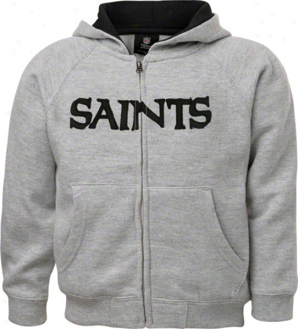 Repaired Orleans Saints Toddler Grey Sportsman Full-zip Fleece Hooded Sweatshirt