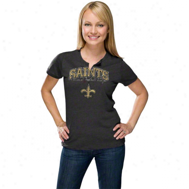 New Orleans Saints Women's Champion Swagger Ii Charcoal T-shirt