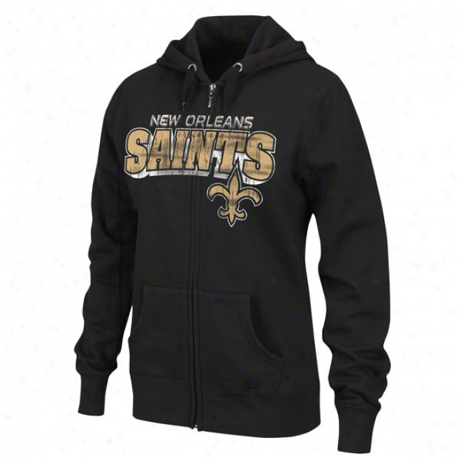 New Orleans Saints Women's Football Classic Iii Black Hooded Sweatshirt