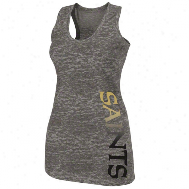 New Orleans Saints Women's Intense Defense Ii Gray Burnout Cistern Top