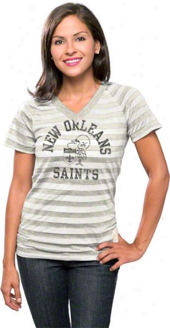 New Orleans Saints Women's Retro Sport Burn Out Stripe T-shitr