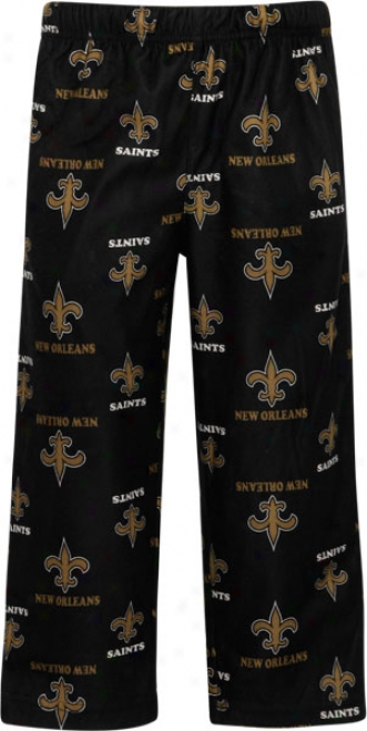 New Orleans Saints Youth Black Printed Logo Sleep Pants