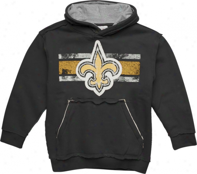 New Orleans Saints Youuh Twill Striped Logo Fleece Hooded Sweatshirt