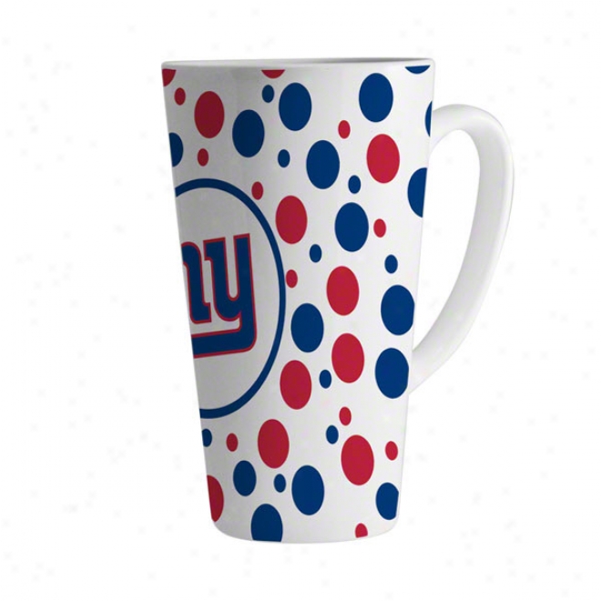 Nwe York Giants 16oz White Polka Dot Latte Mug