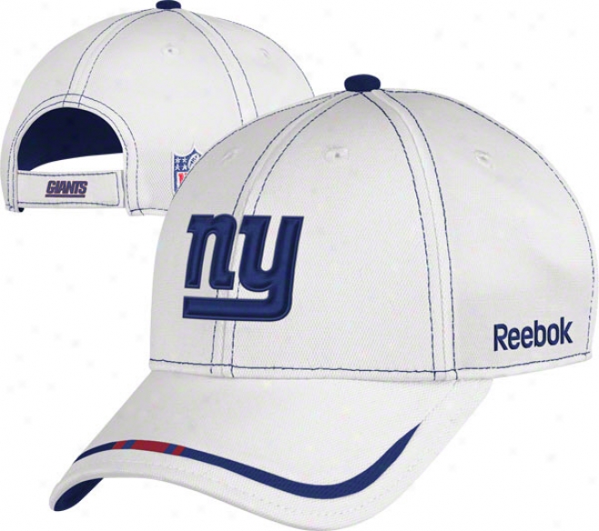 New York Giants Adjustable Hat: 2011 Coaches Sideline White Pique Structured Hat