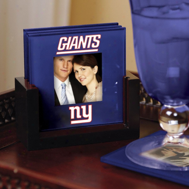 New York Giants Art Glass Photo Coaster Set