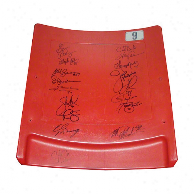 New York Giants Autographed By 17 Past And Present Players Authentic Stadim Seatback: Including Eli Manning