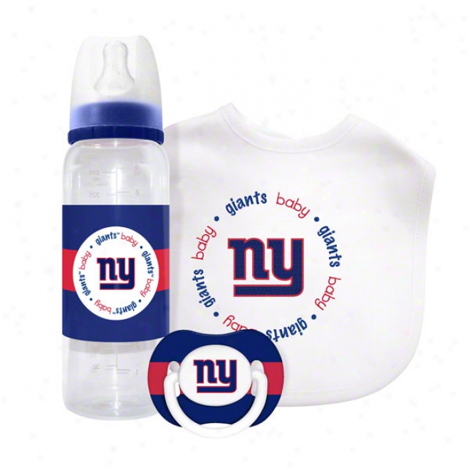 New York Giants Baby Gift Set: Kickoff Collection 3-pjece Baby Feeding Set