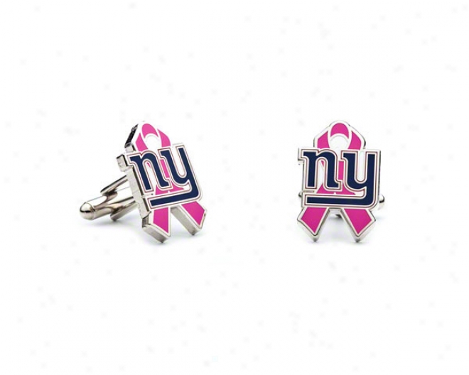 New York Giants Breast Cabcer Awareness Cufflinks