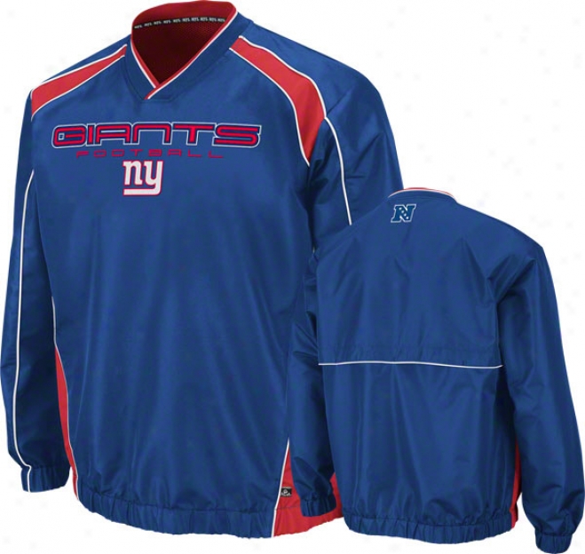 New York Giants Coach's Choice Ii Royal Lightweight Pullover Jacket