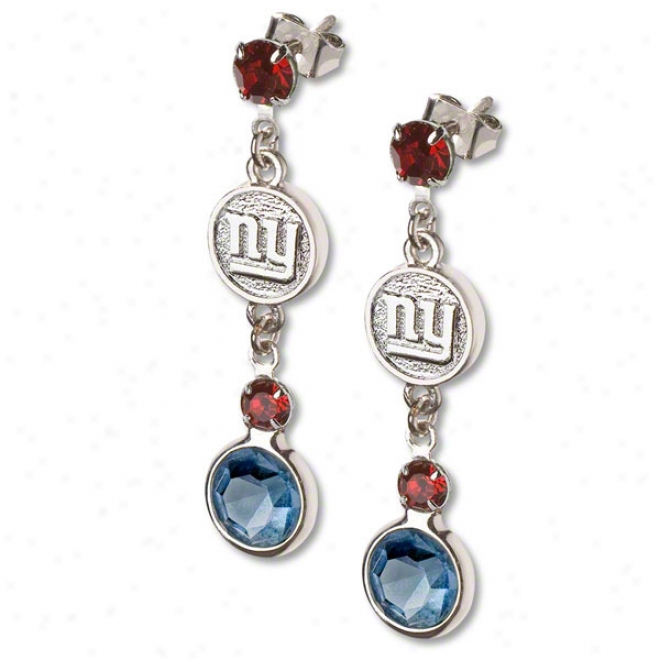 New York Giants Crystal Logo Earrings