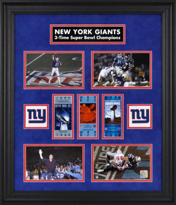 New York Giants Framed Ticket Collage  Details: Super Goblet Ticket, Limited Edition Of 1000