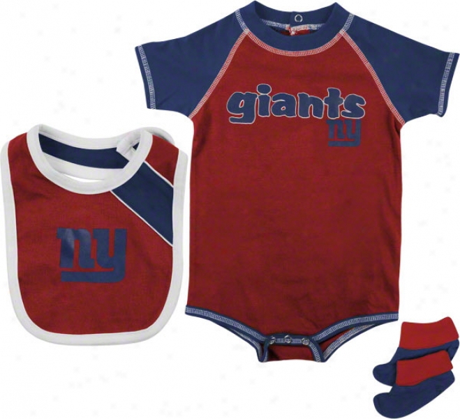 New York Giants Babe Creeper, Bib, And Bootie Contrive