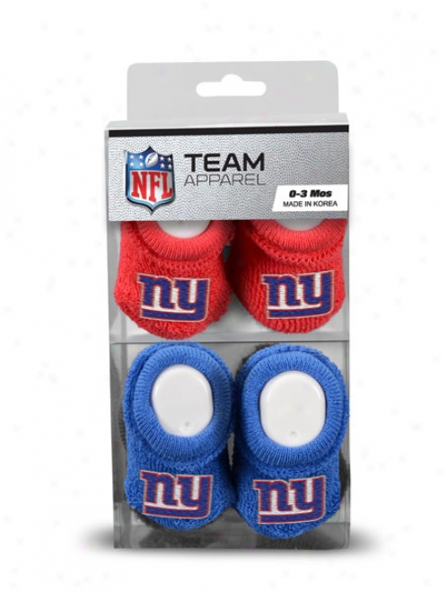 New York Giants Newborn 0-3 Months Royal And Red Nfl Booties 2 Pack