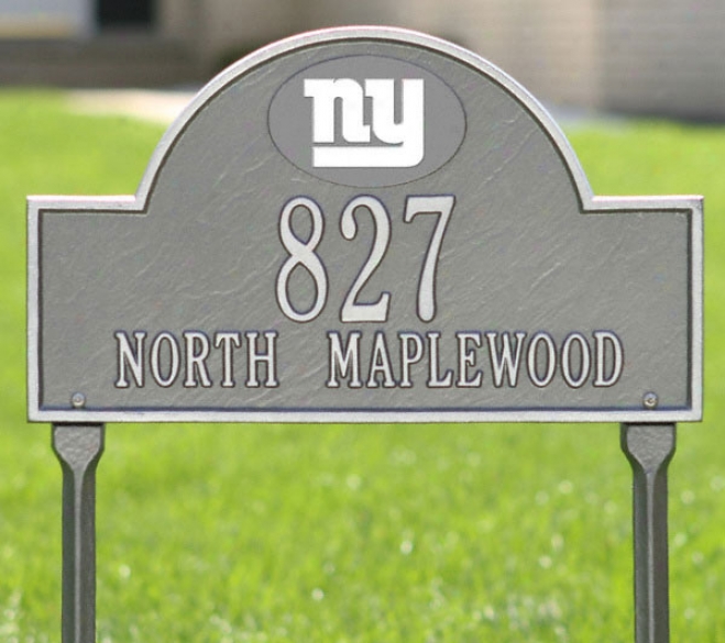 New York Giants Pewter And Silver Personalized Address Lawn Plaque