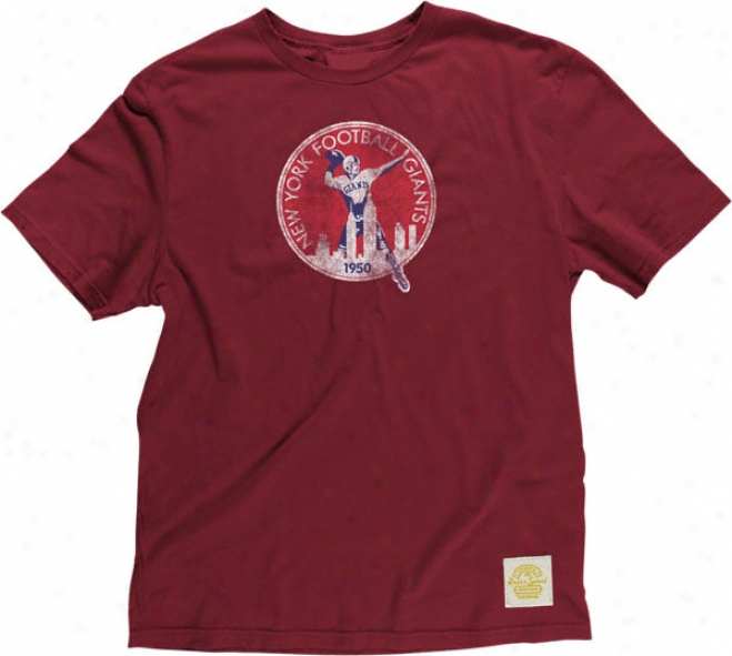 New York Giants Retro Sport Retro Logo Red Super Hold T-shirt