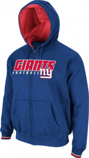 New York Giants Royal Overtime Victory Full-zip Fleece Hoded Sweatshirt