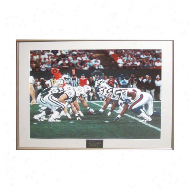 New York Giants Stadium Used Framed Photo-jets Vs Giants 1998 Season