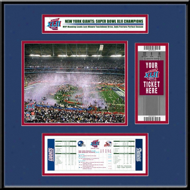 New York Giants Super Bowl Xlii Champions Untorn Ticket Frame Jr.